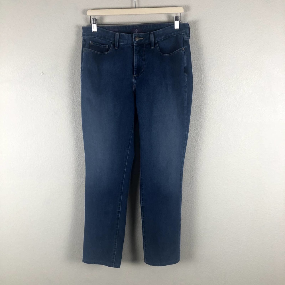 Not Your Daughters Jeans Blue Denim Sheri Slim Straight Leg Casual Basic Size 10